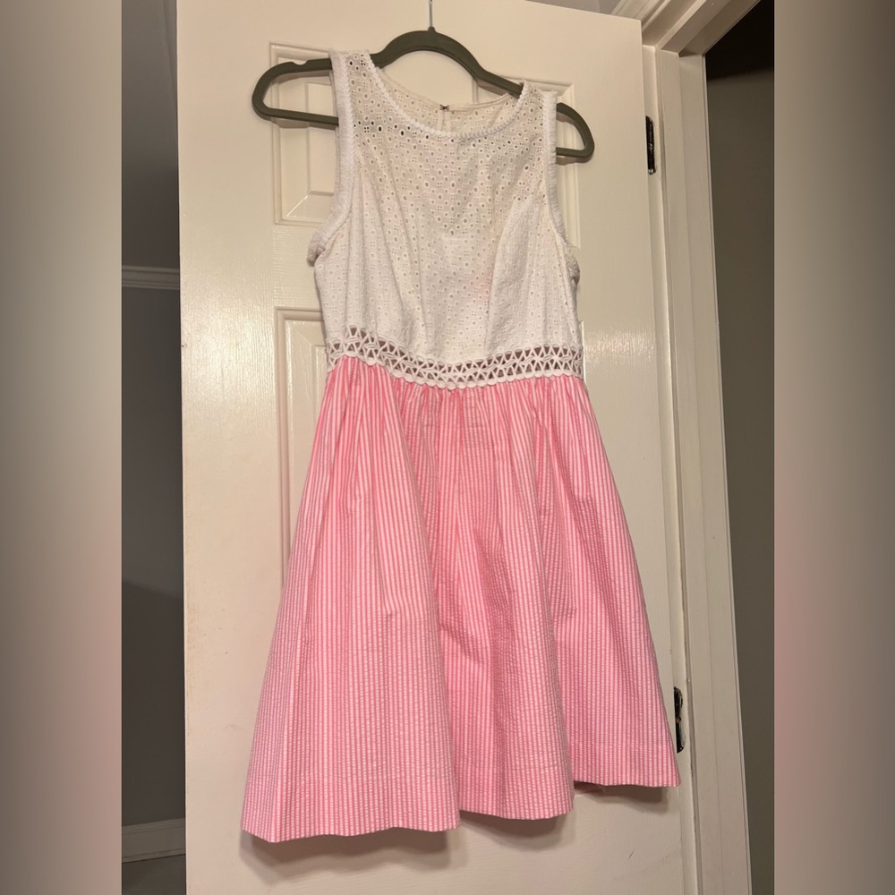 Lilly Pulitzer White Eyelet and Pink Striped Dress